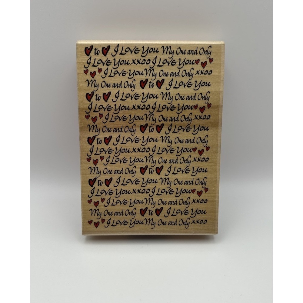 Inkadinkado I Love You XXOO Hearts My One & Only 6436Q Wood Mounted Rubber Stamp